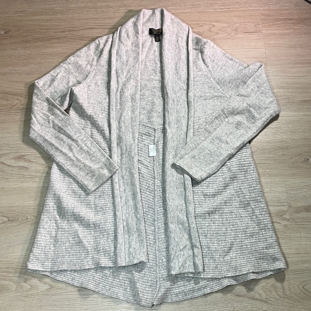 Charter Club 100% Cashmere Gray Open Front Cardigan